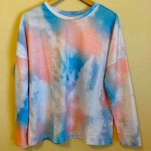 Pink and Blue Tie Dye Lounge Long Sleeve Shirt